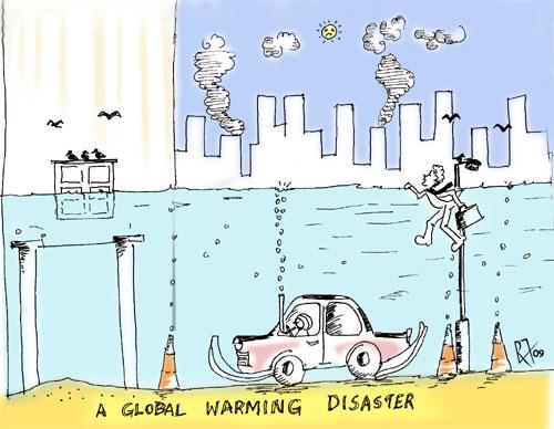 Cartoon: Global Warming (medium) by cindyteres tagged global,warming,melting,water,cartoon,humour,caricature,drawing,sketch