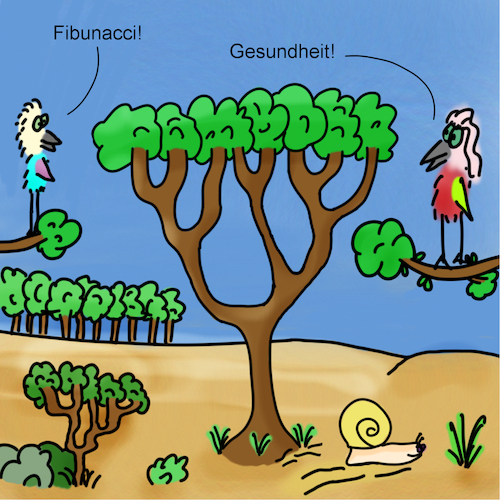 Cartoon: Fibunacci (medium) by Voegelcartoons tagged math2022,math,fibunacci,niesen,gesundheit,misunderstanding