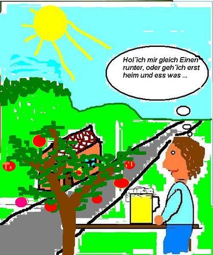 Cartoon: auch Herbst ... (medium) by Ernst Alter tagged herbst,apfel,runterholen