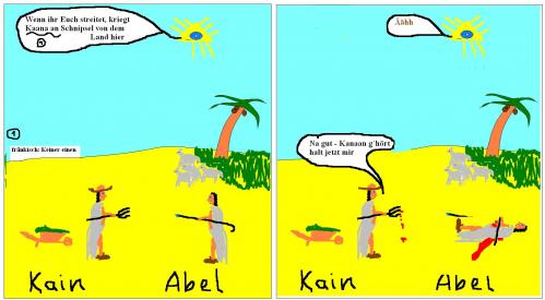 Cartoon: Gott war Franke? (medium) by Ernst Alter tagged gott,kain,abel,gaza,mord,brudermord,altes,testament