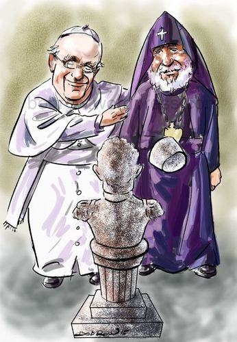Cartoon: Francis-Karekin (medium) by Bob Row tagged francias,karekin,turkey,armenian,genocide