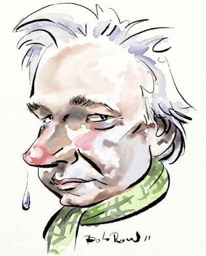 Cartoon: Julian Assange (medium) by Bob Row tagged assange,wikileaks,transparency,ciberactivism,antisemitism