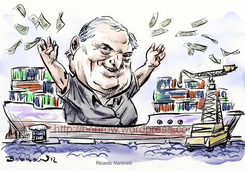 Cartoon: Ricardo Martinelli (medium) by Bob Row tagged martinelli,panama,canal,trade,business