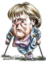 Cartoon: Angela Merkel-bad leg (small) by Bob Row tagged merkel,germany,greece,crisis,euro