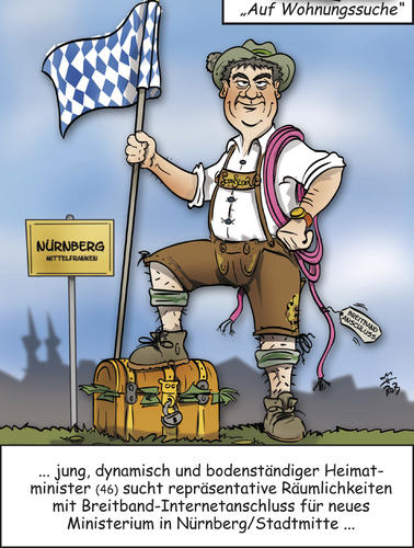 Cartoon: Auf Wohnungssuche (medium) by subbird tagged heimatministerium,nürnberg,minister,söder,bayern
