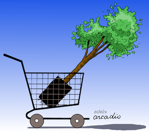 Cartoon: Adopt a tree. (medium) by Cartoonarcadio tagged tree,nature,deforestation,climate,change,global,warming,planet,earth