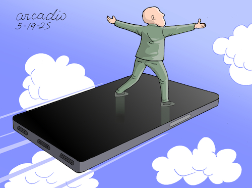 Cartoon: Beyond reality. (medium) by Cartoonarcadio tagged phones,humans,technology