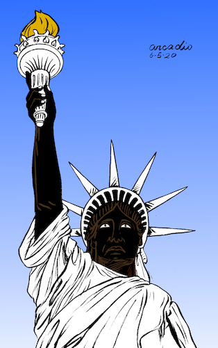 Cartoon: Black Lives Matter (medium) by Cartoonarcadio tagged racism,black,people,america,protests,human,rights