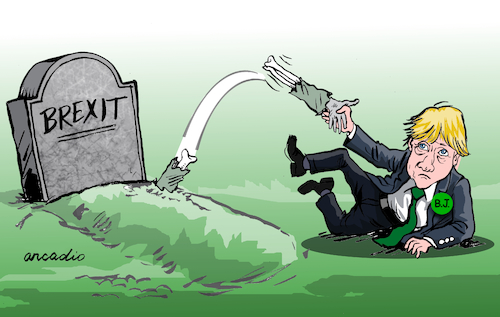 Cartoon: BORIS J. AND THE DEATH OF BREXIT (medium) by Cartoonarcadio tagged boris,johnson,england