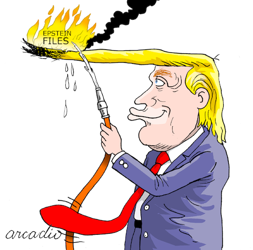 Cartoon: Burying the Epstein Case. (medium) by Cartoonarcadio tagged epstein,trump,courts,america