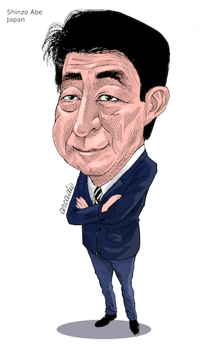Cartoon: Chinzo Abe-Japan (medium) by Cartoonarcadio tagged chinzo,abe,japan,violence,politicians