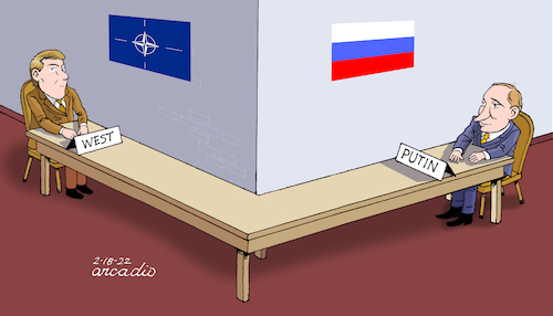Cartoon: Dialogue table about Ukraine. (medium) by Cartoonarcadio tagged ukraine,russia,gas,europe,usa,putin,biden