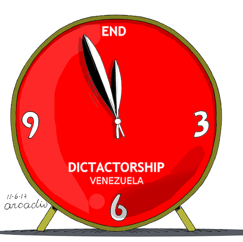Cartoon: Dictatorship is ending. (medium) by Cartoonarcadio tagged dictatorship,venezuela,maduro,communism,cuba,socialism