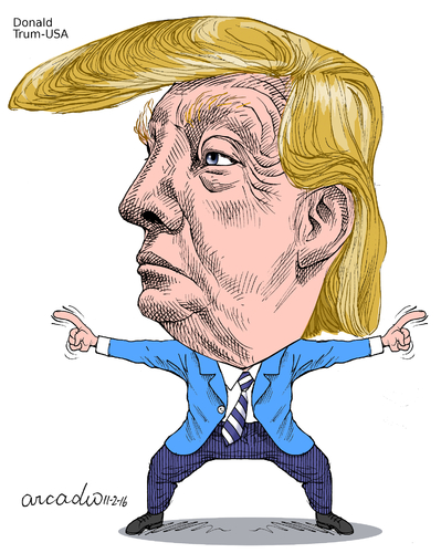 Cartoon: Donald Trump- USA (medium) by Cartoonarcadio tagged trump,elections,usa,america,candidates,democracy,republicans,politicians,people