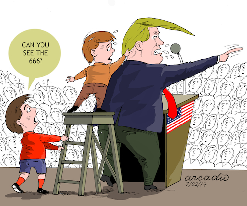 Cartoon: Everybody is scared. (medium) by Cartoonarcadio tagged trump,us,president,usa,government,immigration