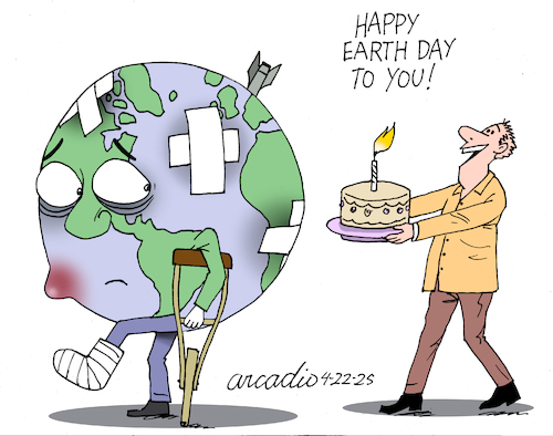 Cartoon: Happy Earth day to you! (medium) by Cartoonarcadio tagged earth,day,planet,environment