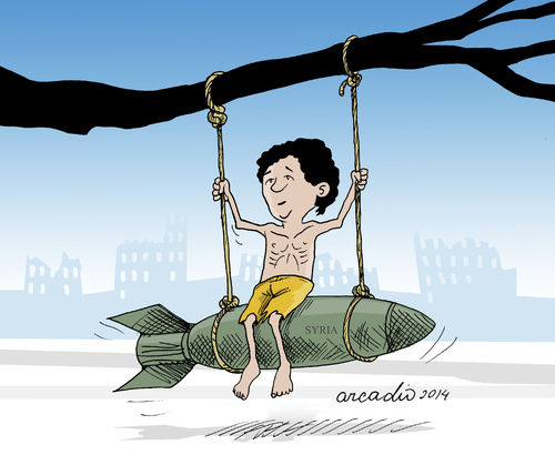 Cartoon: I want to be a normal child... (medium) by Cartoonarcadio tagged ara,syria,middle,east,conflict,childhood