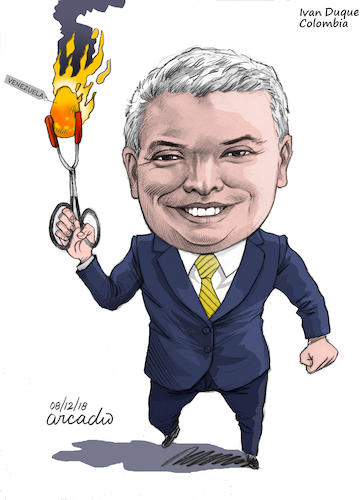 Cartoon: Ivan Duque of Colombia. (medium) by Cartoonarcadio tagged colombia,president,latin,america,duque
