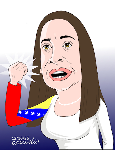 Cartoon: Maria Corina Machado (medium) by Cartoonarcadio tagged maria,corina,venezuela,nobel,prize