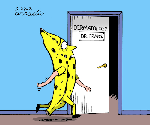 Cartoon: Medical appointment. (medium) by Cartoonarcadio tagged medicine,banana,health,appoinment,doctor