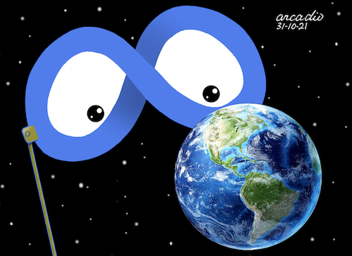 Cartoon: Meta watching the planet. (medium) by Cartoonarcadio tagged meta,facebook,internet,social,networks