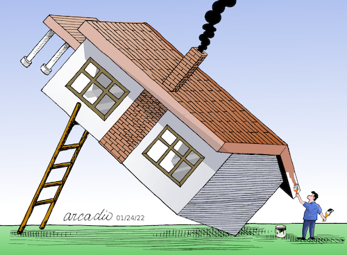 Painting the house. By Cartoonarcadio | Education & Tech Cartoon | TOONPOOL