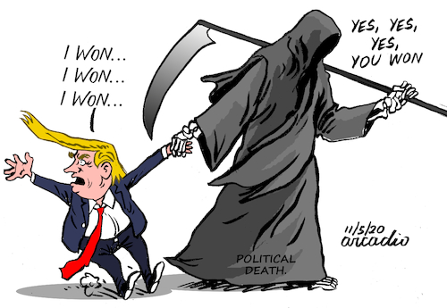 Cartoon: Political death. (medium) by Cartoonarcadio tagged trump,usa,us,elections,biden