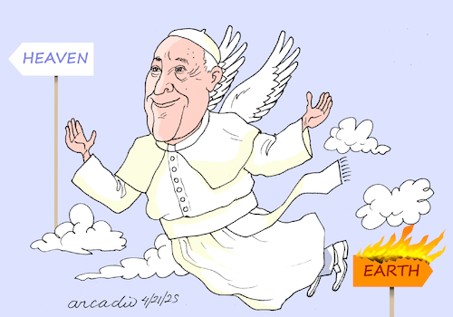 Cartoon: Pope Francis has died (medium) by Cartoonarcadio tagged pope,vatican,rome,christianity