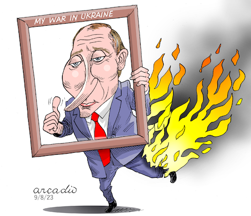 Cartoon: Putin s framing (medium) by Cartoonarcadio tagged putin,ukraine,war,europe,nato