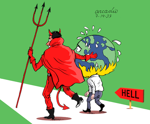 Cartoon: Road to hell. (medium) by Cartoonarcadio tagged environments,temperatures,global,warming