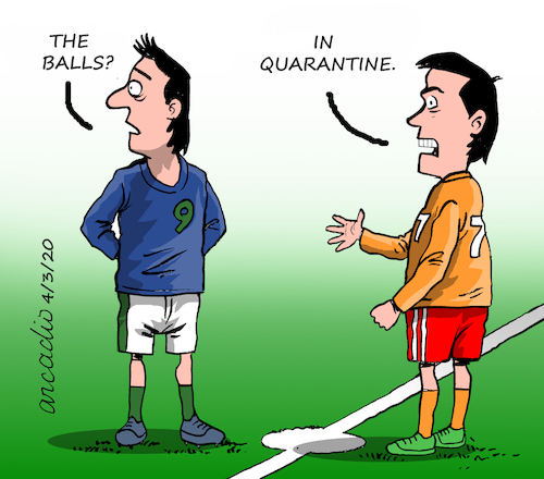 Cartoon: Sports in quarantine. (medium) by Cartoonarcadio tagged pandemic,sports,football