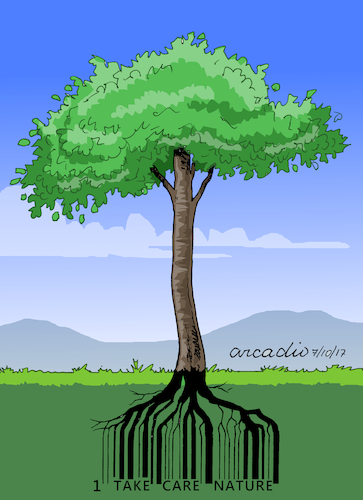 Cartoon: Take Care Nature (medium) by Cartoonarcadio tagged nature,trees,pollution,environment,global,warming