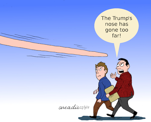 Cartoon: That big nose. (medium) by Cartoonarcadio tagged trump,big,nose,usa,politician,america