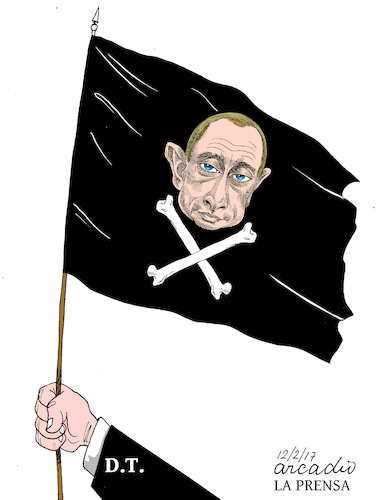 Cartoon: Trump and his friend Putin. (medium) by Cartoonarcadio tagged white,house,trump,us,politics,diplomacy