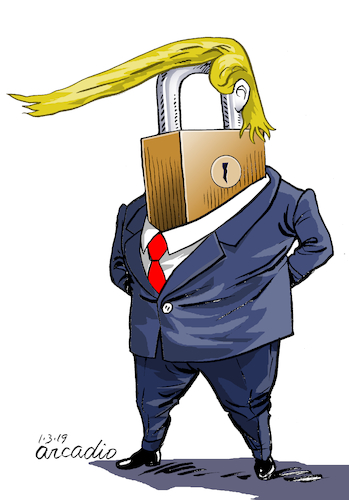 Cartoon: The shutdown man.. (medium) by Cartoonarcadio tagged trump,shutdown,government,usa,congress