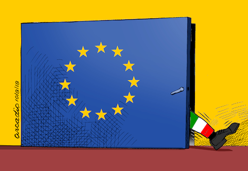 Cartoon: The temptation of Italy. (medium) by Cartoonarcadio tagged italia,europe,money,euro,finances,eu