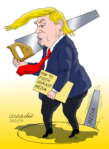 Cartoon: Trrump and his enemies. (medium) by Cartoonarcadio tagged trump,enemies,media,cnn,freedom,america,republicans