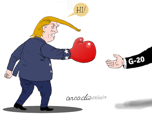Cartoon: Trump and the G-20 (medium) by Cartoonarcadio tagged trump,us,president,usa,20,europe,germany