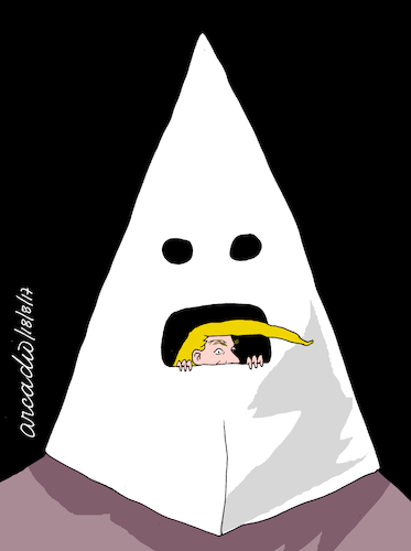 Cartoon: Trump and the supremacism. (medium) by Cartoonarcadio tagged trump,supremacism,whites,black,usa