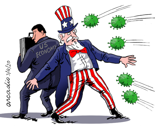 Uncle Sam and coronavirus. By Cartoonarcadio | Politics Cartoon | TOONPOOL
