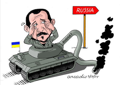 Cartoon: Without money for the war. (medium) by Cartoonarcadio tagged war,ukraine,zelensky,russia
