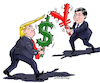 Cartoon: A new cold war. (small) by Cartoonarcadio tagged china,us,economy,asia,america,war