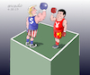 Cartoon: Dollar vs. Yuan (small) by Cartoonarcadio tagged currency,money,usa,dollar,china,yuan