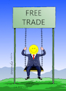 Cartoon: Free Trade and Happiness. (small) by Cartoonarcadio tagged free,trade,happiness,economy,finances,money
