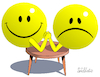 Cartoon: Happiness and Sadness. (small) by Cartoonarcadio tagged happiness sadness world pandemic economy