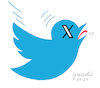 Cartoon: Old logo of Twitter dies. (small) by Cartoonarcadio tagged logo,twitter,media,social,networks