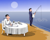 Cartoon: Waiting for fresh food. (small) by Cartoonarcadio tagged humor,fishing,restaurant,food
