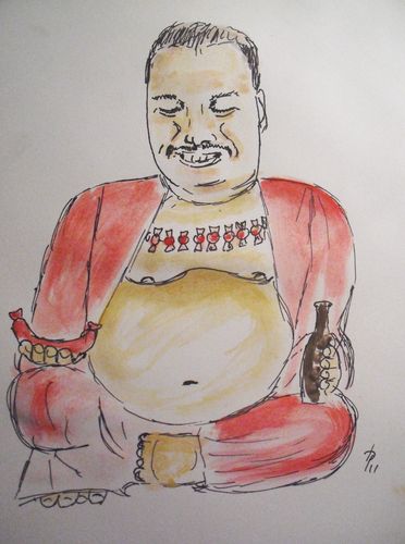 Cartoon: momo budda (medium) by wildecat tagged buddah,wurst,bier