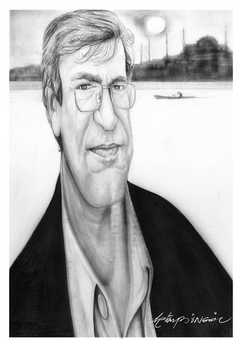 Cartoon: orhan pamuk (medium) by oktaybingöl tagged orhan,pamuk,oktay,bingöl