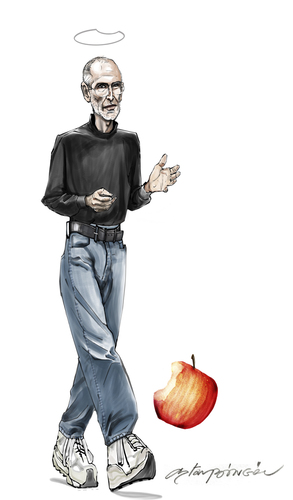 Cartoon: steve jobs (medium) by oktaybingöl tagged steve,jobs,apple,oktay,bingol